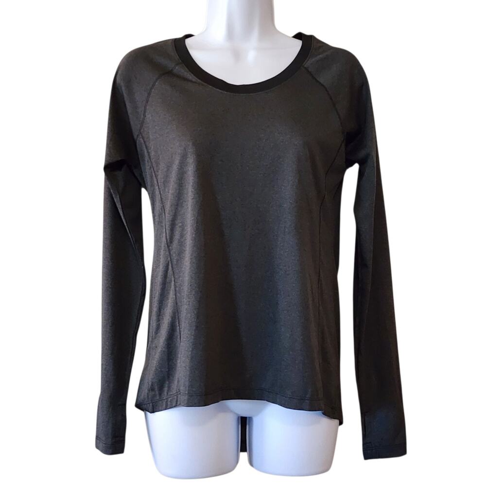 Avia Womens Performance Top Size S Gray Long Sleeve Thumbholes